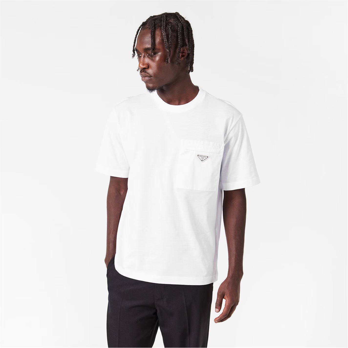 Men'S Plain Cotton Badge Pocket T-Shirt