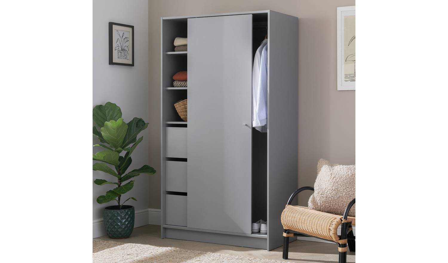 Argos Home Malibu 1 Door Sliding Wardrobe - Grey