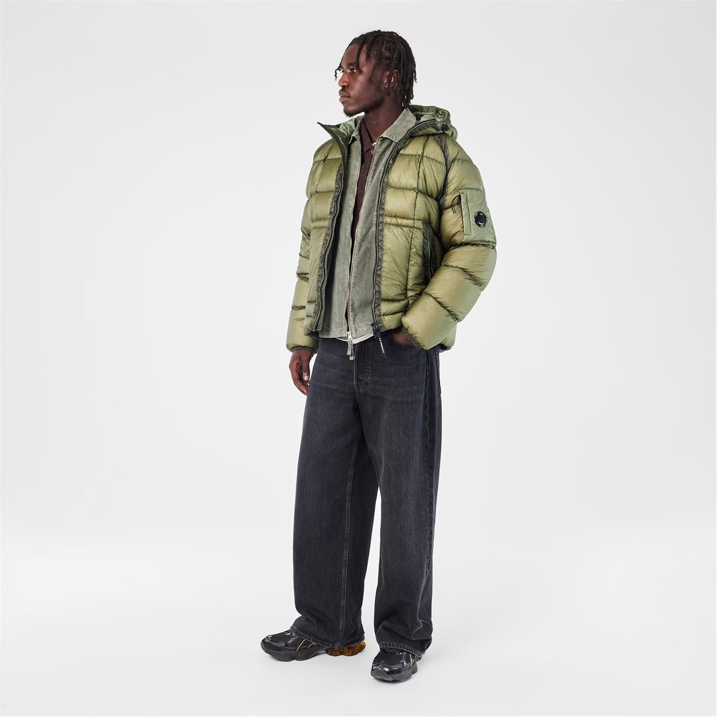 CP COMPANY Men's DD Shell Medium Down Hip Length Hooded Medium Puffer Jacket