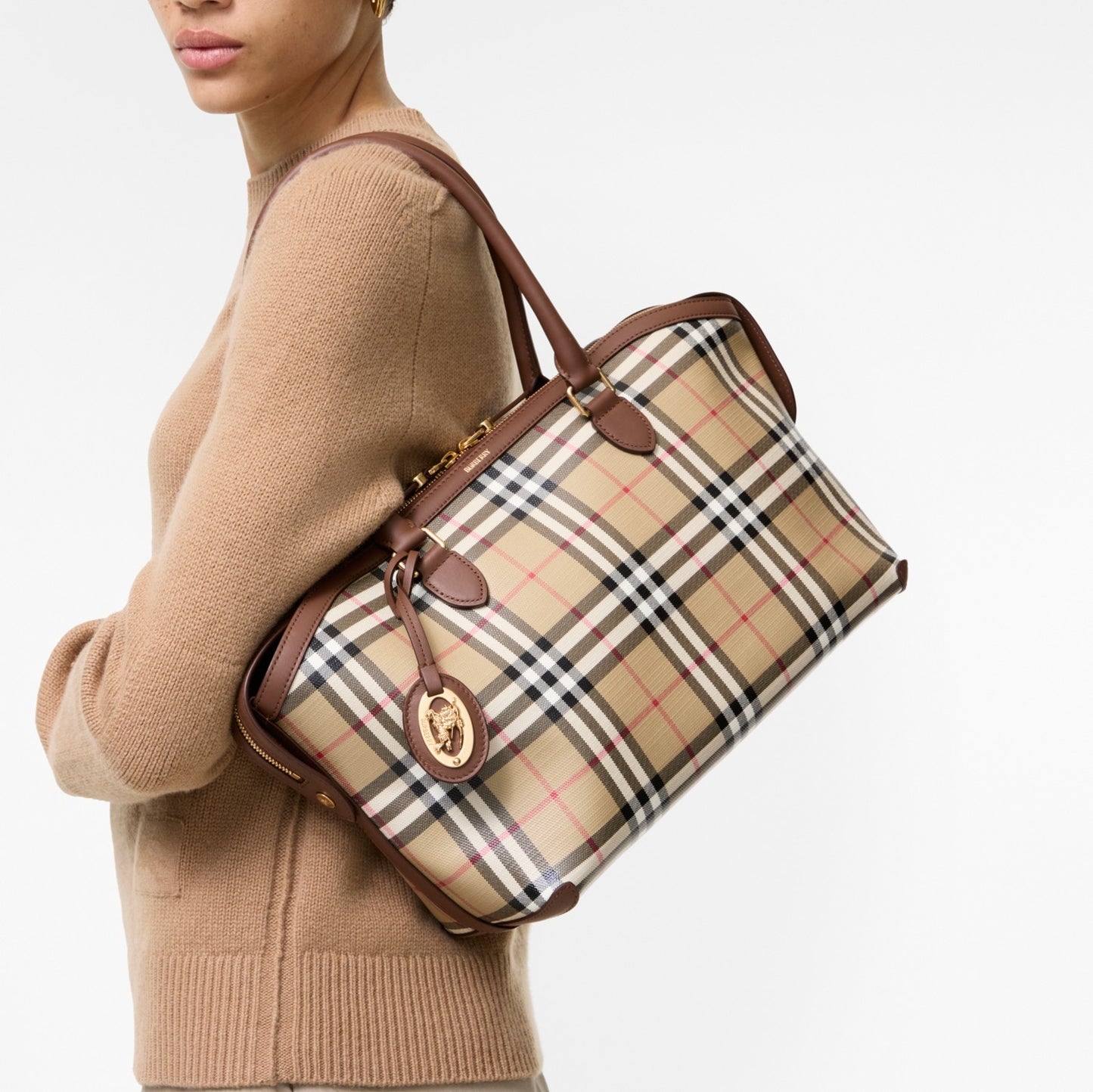 Small Check Zip Tote