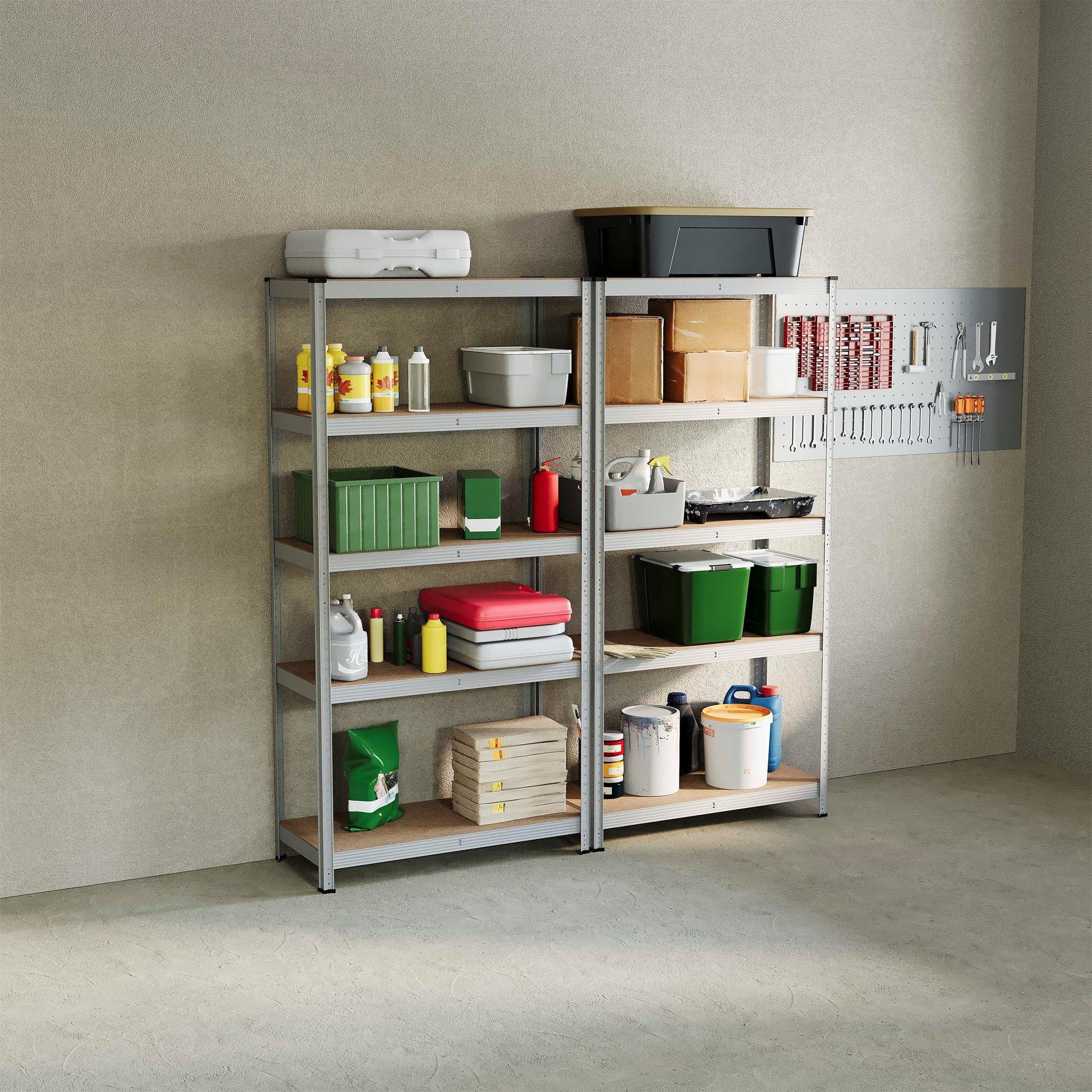 Lassic 5 Tier Heavy Duty Steel Garage Shelving - 2 Bay