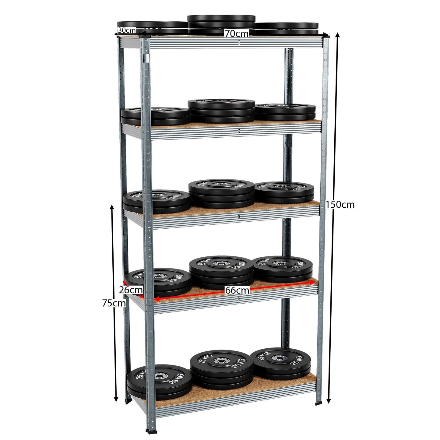 Lassic 5 Tier Heavy Duty Steel Garage Shelving - 2 Bay