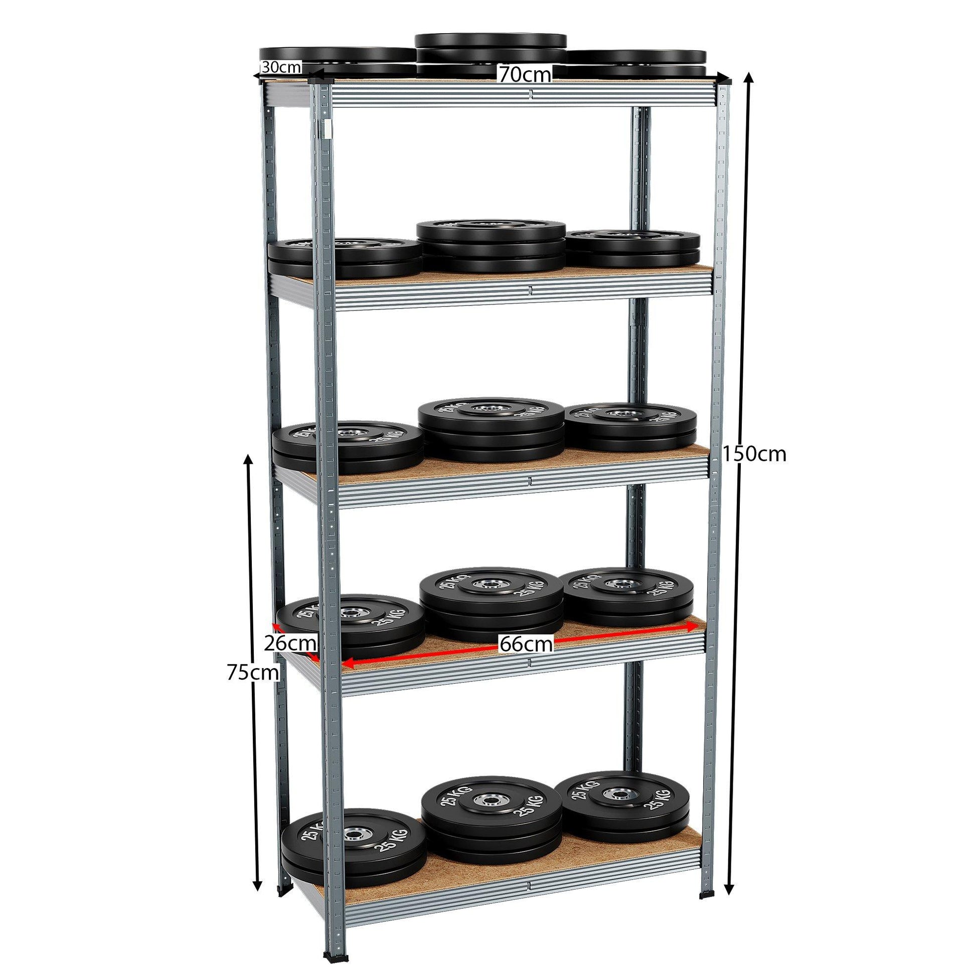 Lassic 5 Tier Heavy Duty Steel Garage Shelving - 2 Bay