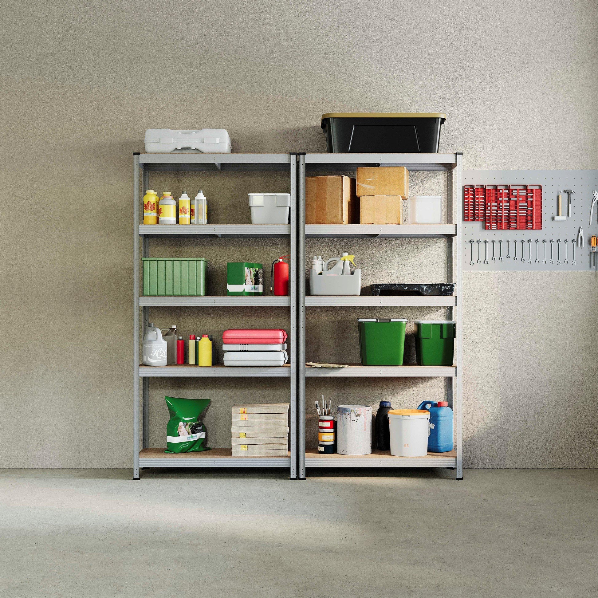 Lassic 5 Tier Heavy Duty Steel Garage Shelving - 2 Bay