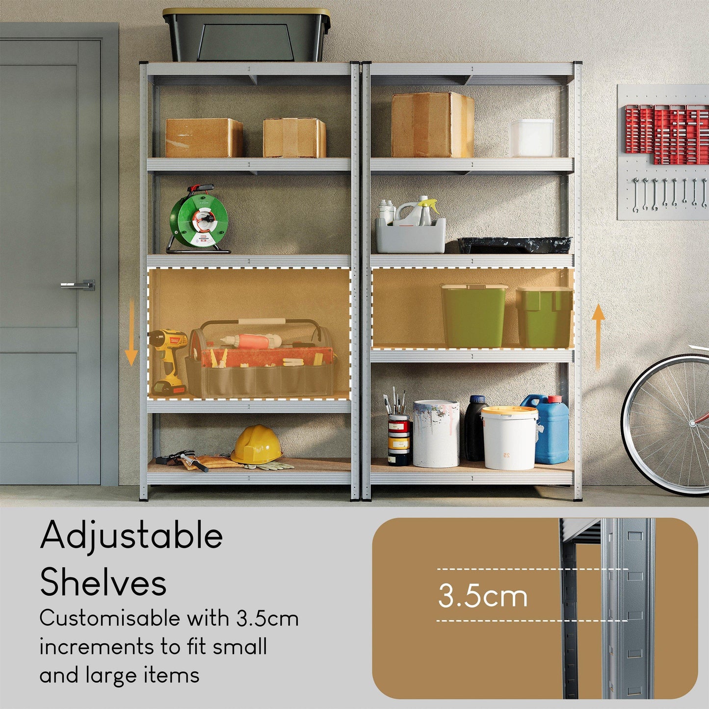 Lassic 5 Tier Heavy Duty Steel Garage Shelving - 2 Bay