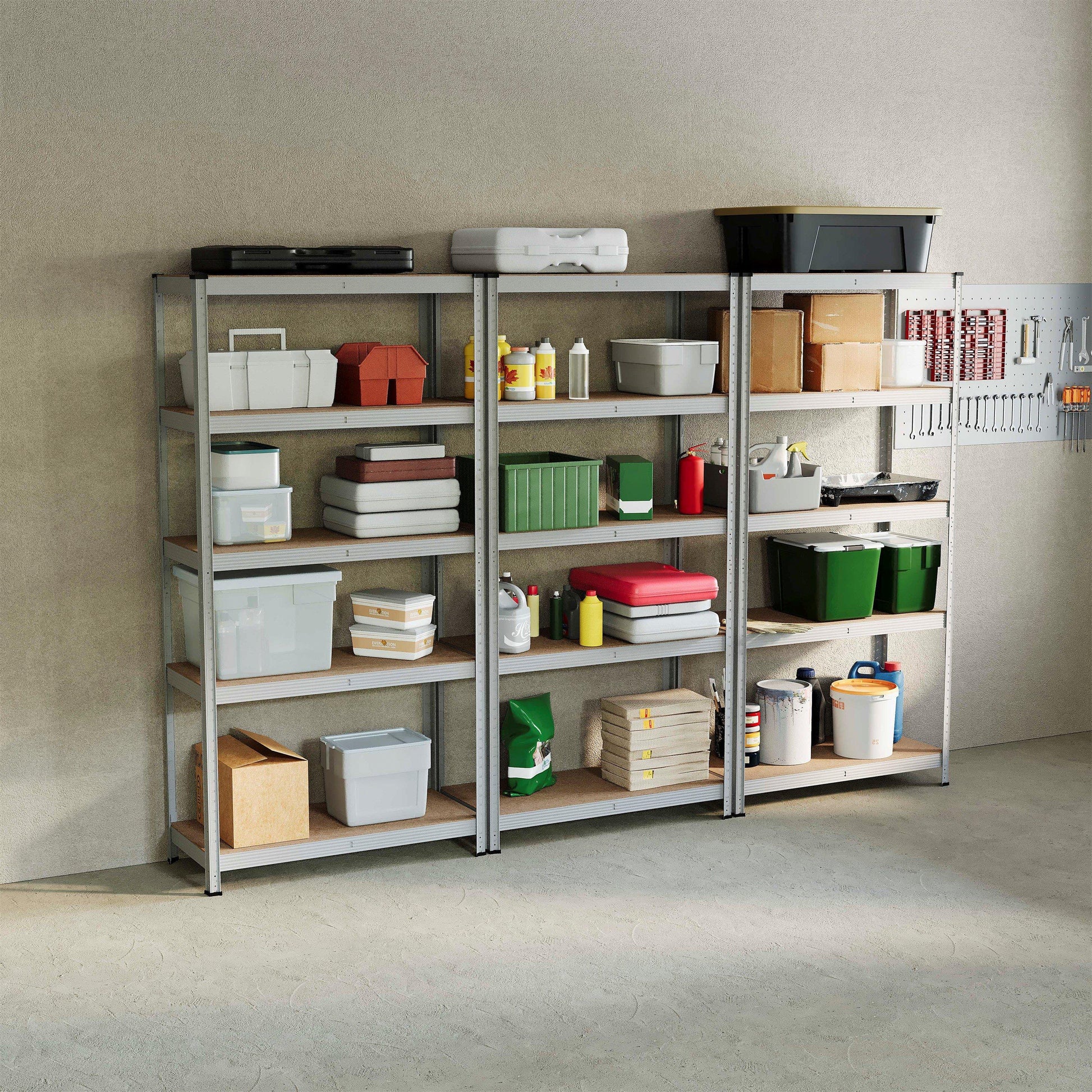 Lassic 5 Tier Heavy Duty Steel Garage Shelving - 3 Bay