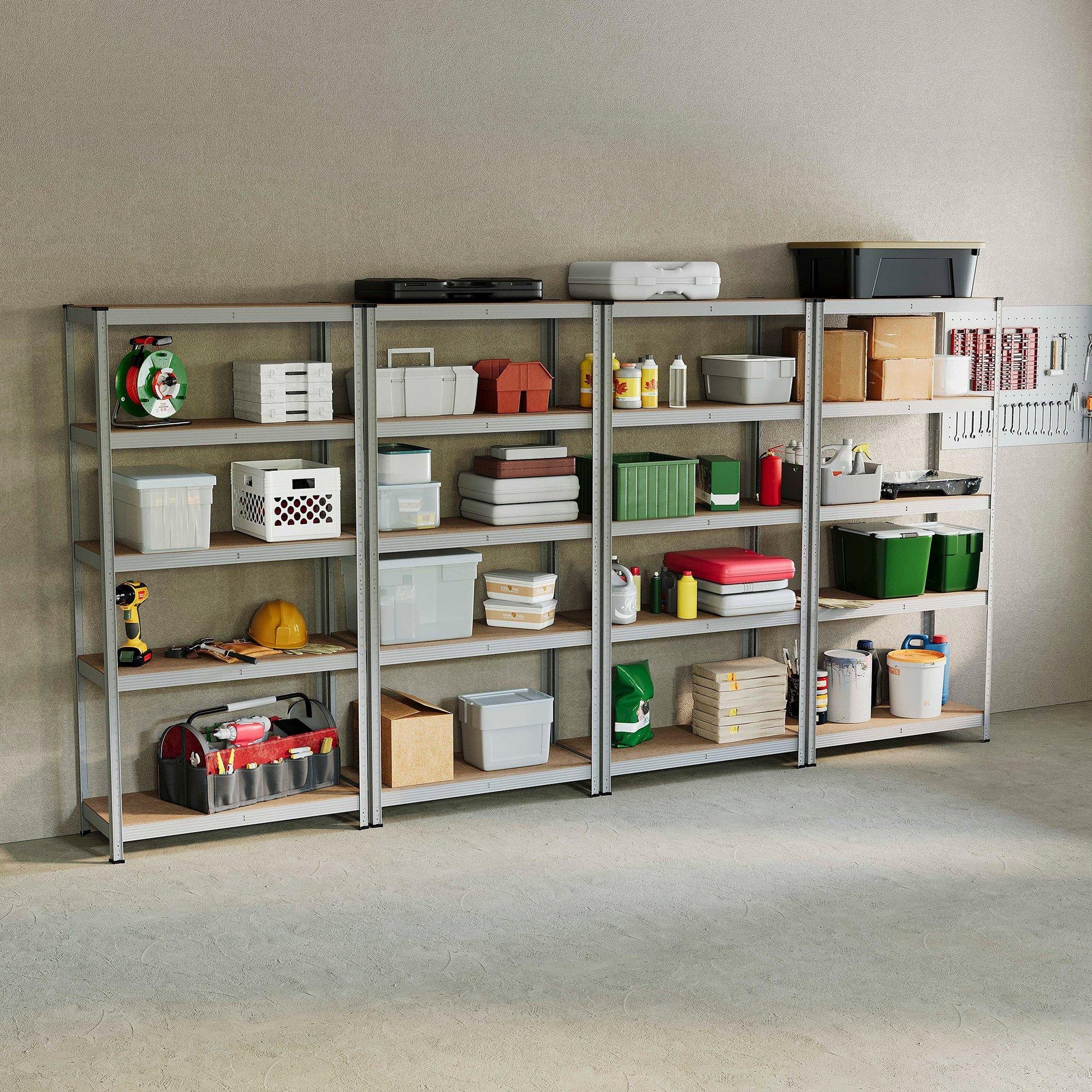 Lassic 5 Tier Heavy Duty Steel Garage Shelving - 4 Bay