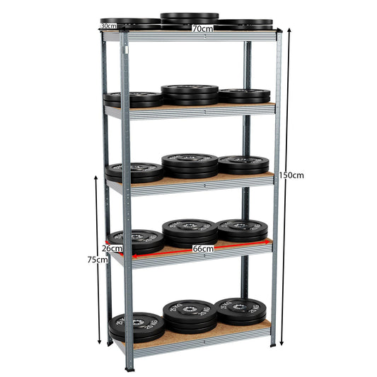 Lassic 5 Tier Heavy Duty Steel Garage Shelving - 4 Bay