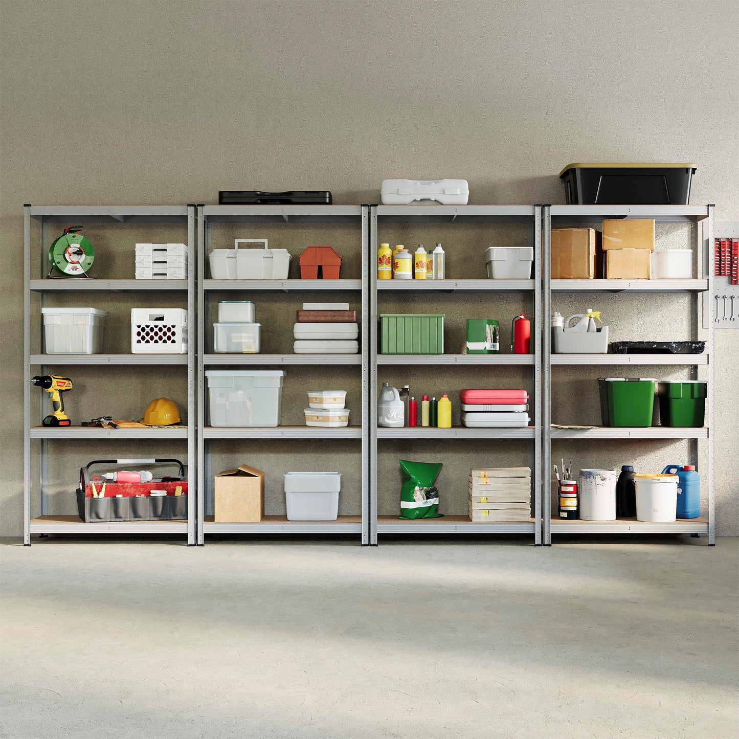 Lassic 5 Tier Heavy Duty Steel Garage Shelving - 4 Bay