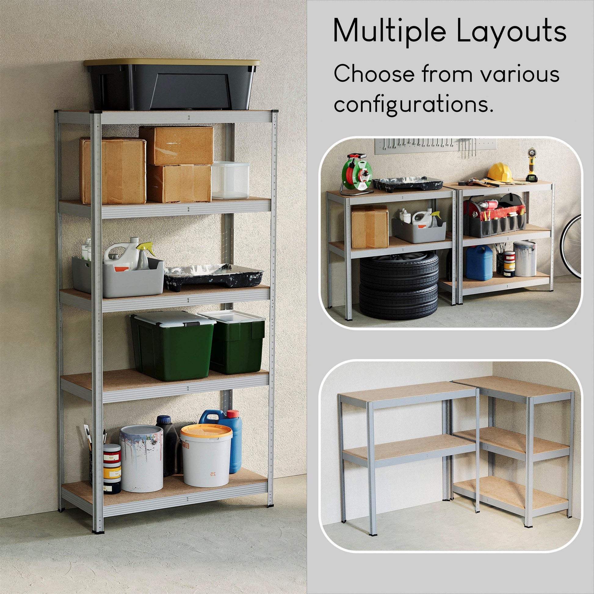 Lassic 5 Tier Heavy Duty Steel Garage Shelving - 4 Bay