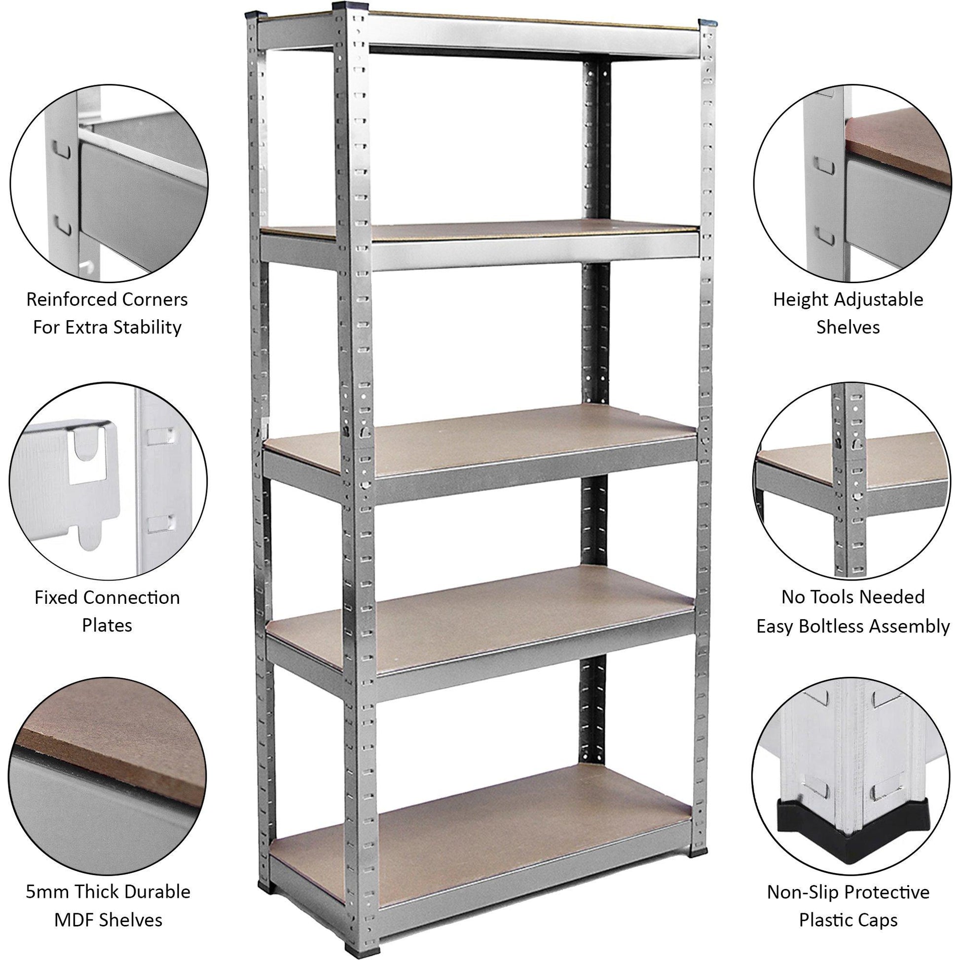 Lassic 5 Tier Heavy Duty Steel Garage Shelving - 4 Bay