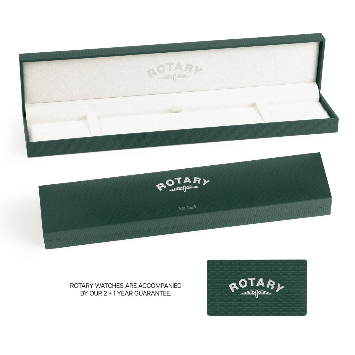 Rotary Mens Heritage SS Black Leather Strap Watch