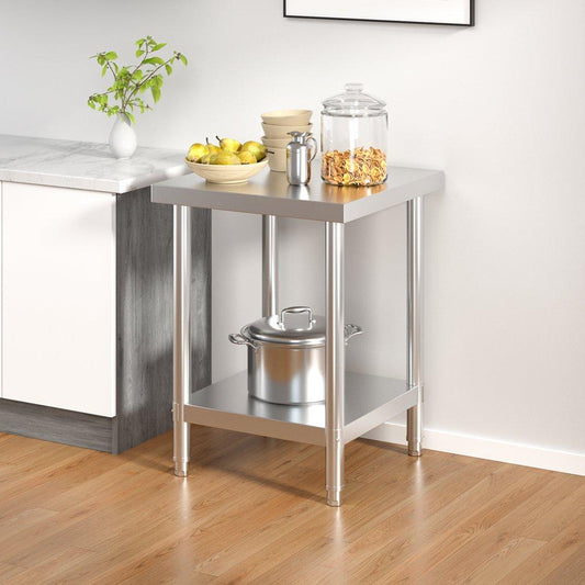 Kabinet UK 60cm 2 Tier Square Kitchen Stainless Steel Table