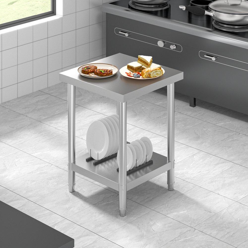 Kabinet UK 60cm 2 Tier Square Kitchen Stainless Steel Table
