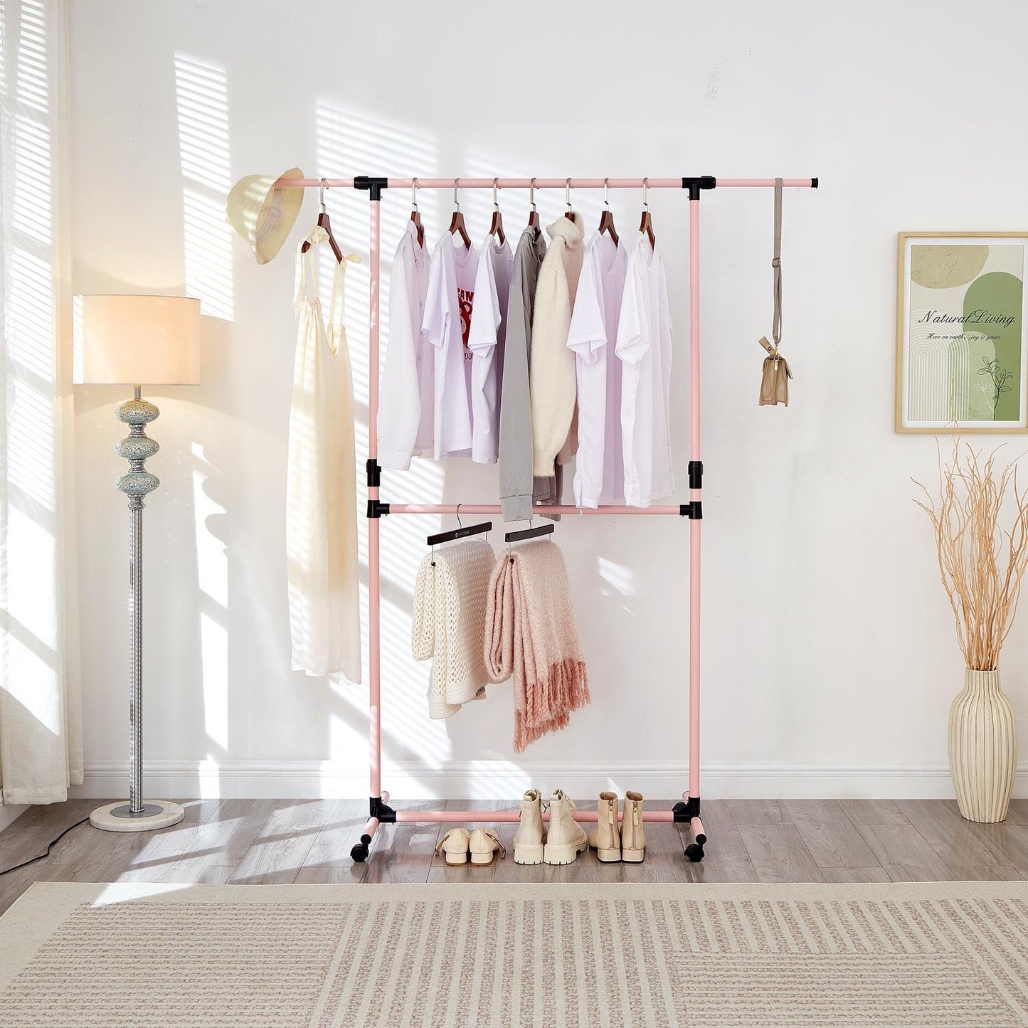House of Home 2 Tier Clothes Rail Pink