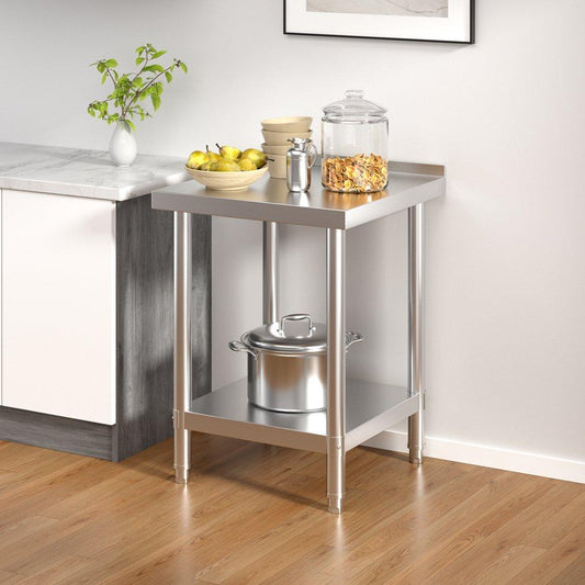 Kabinet UK 60cm 2 Tier Stainless Steel Table with Backsplash