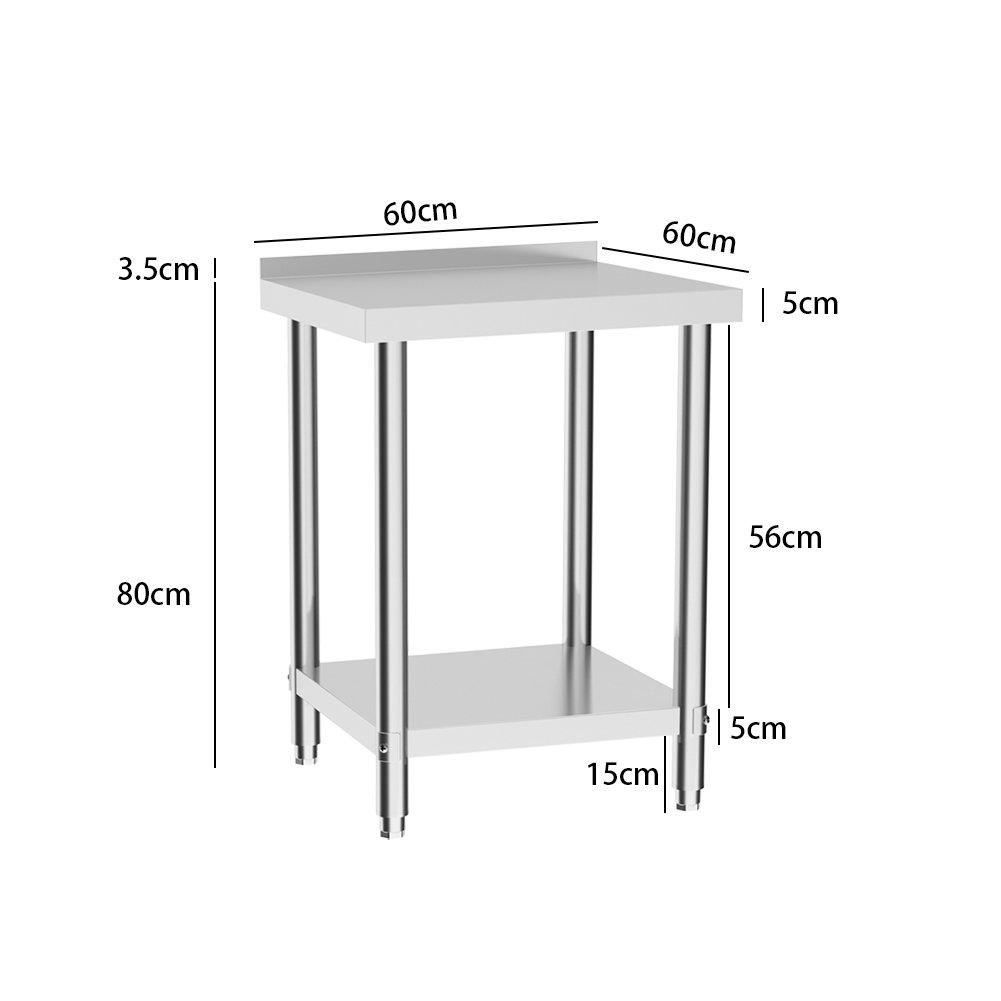 Kabinet UK 60cm 2 Tier Stainless Steel Table with Backsplash