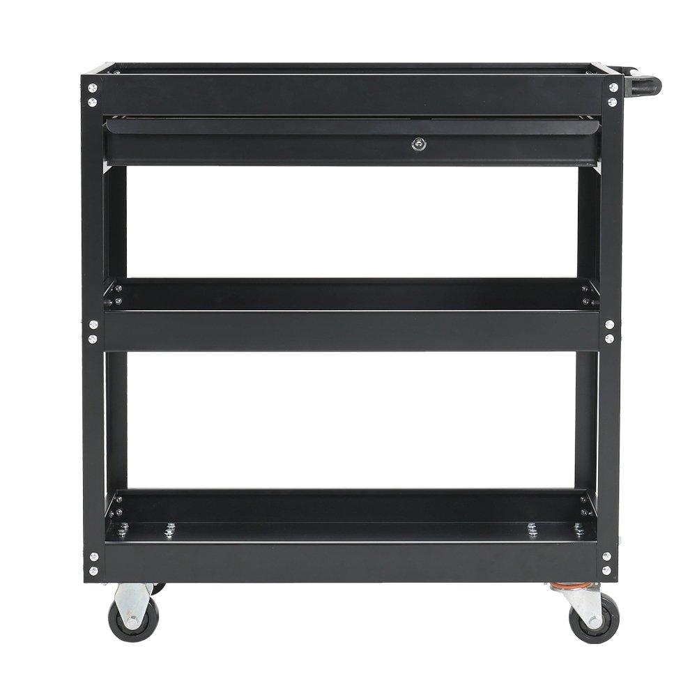 Breeins 3-Tier Rolling Tool Cart with Lockable Drawer