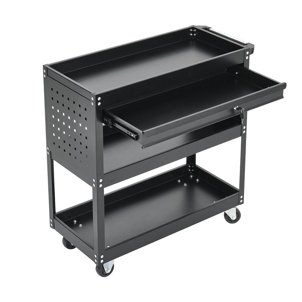 Breeins 3-Tier Rolling Tool Cart with Lockable Drawer