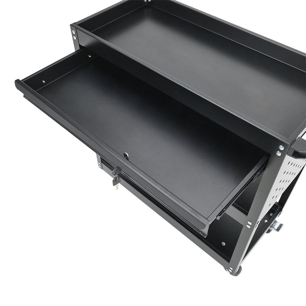 Breeins 3-Tier Rolling Tool Cart with Lockable Drawer