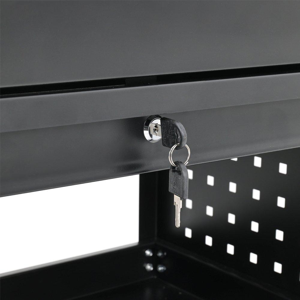 Breeins 3-Tier Rolling Tool Cart with Lockable Drawer