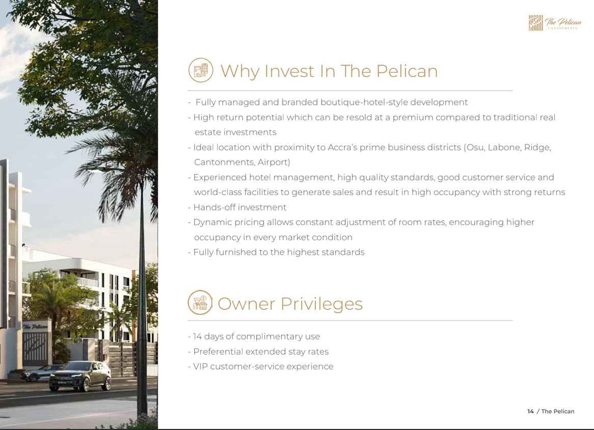 Shared Ownership at Pelican Hotel Apartments in Cantonment Accra Ghana