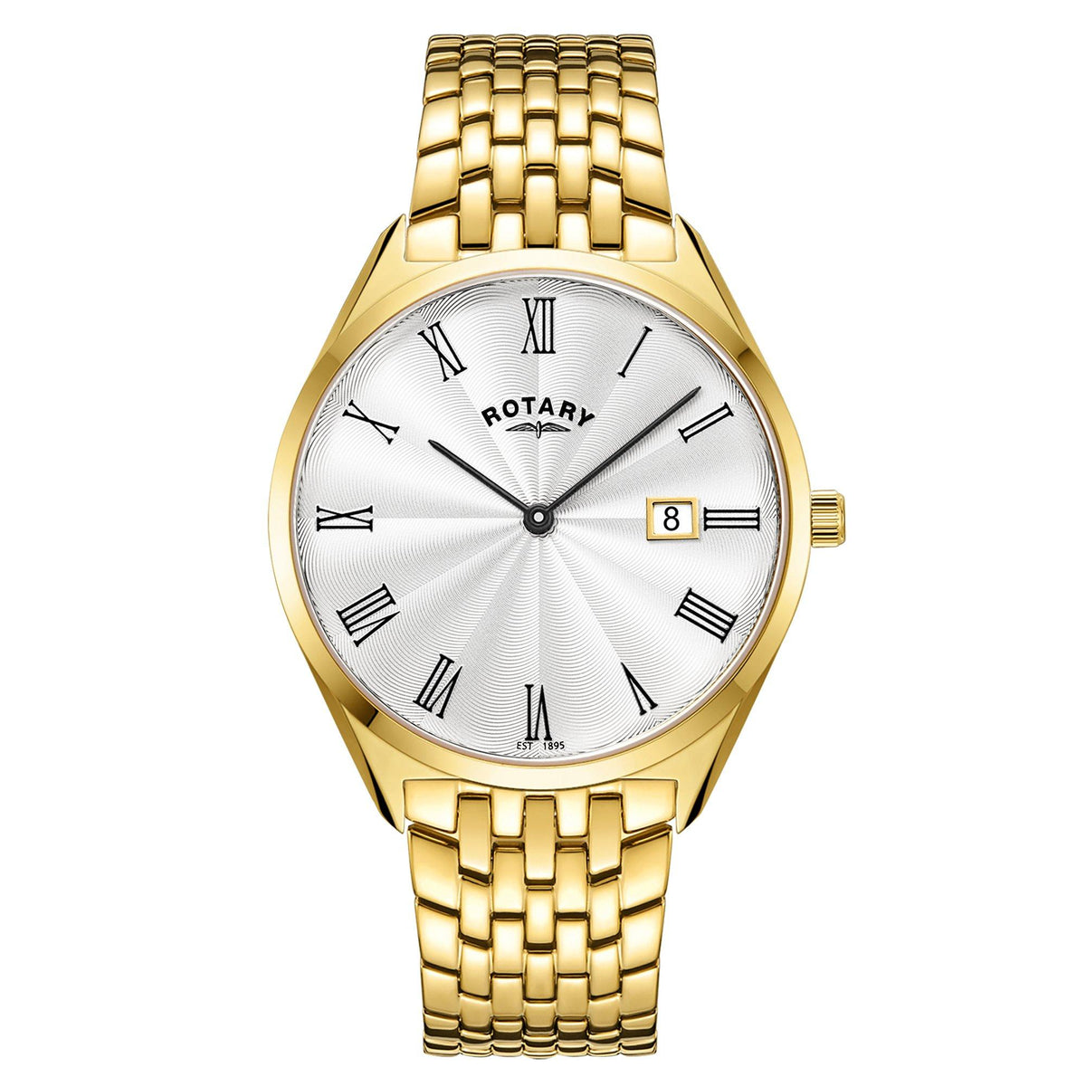 Rotary Mens Ultra Slim Gold SS Bracelet Watch