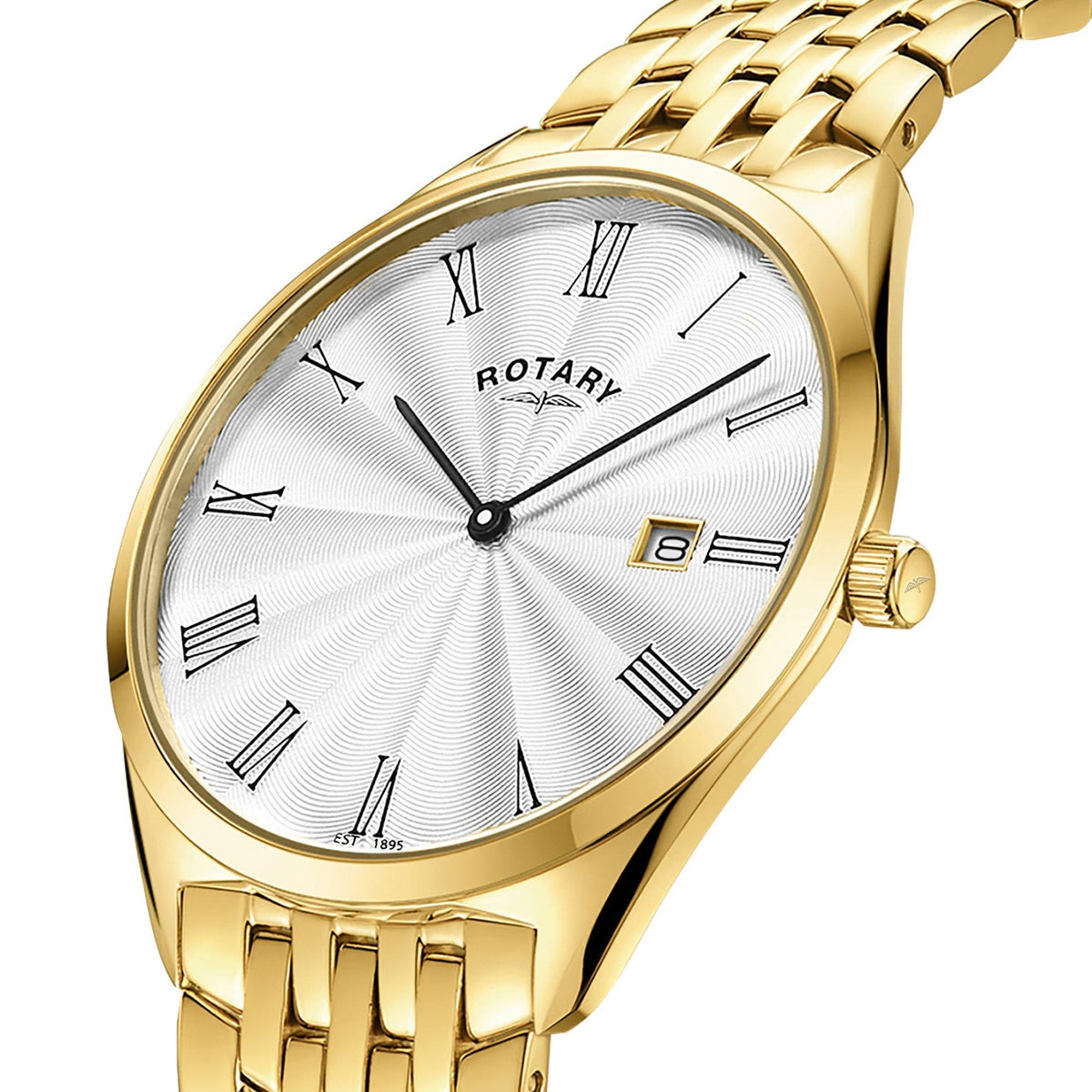Rotary Mens Ultra Slim Gold SS Bracelet Watch