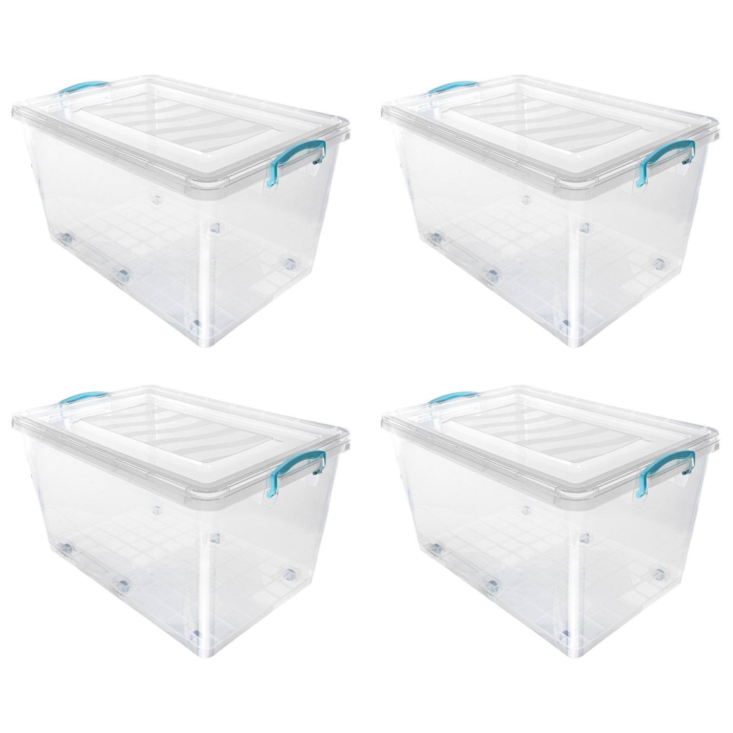 JVL Clip Lid Plastic S/Box 6 Wheels-50L S/4