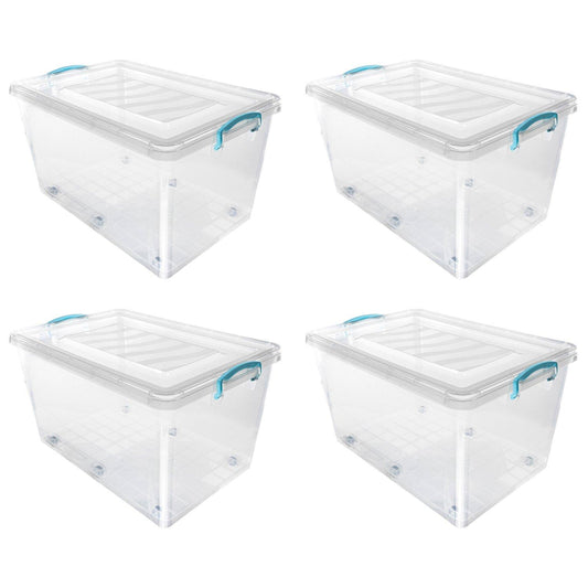 JVL Clip Lid Plastic S/Box 6 Wheels-50L S/4