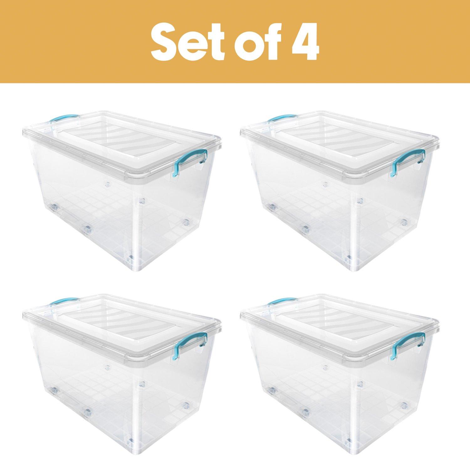 JVL Clip Lid Plastic S/Box 6 Wheels-50L S/4