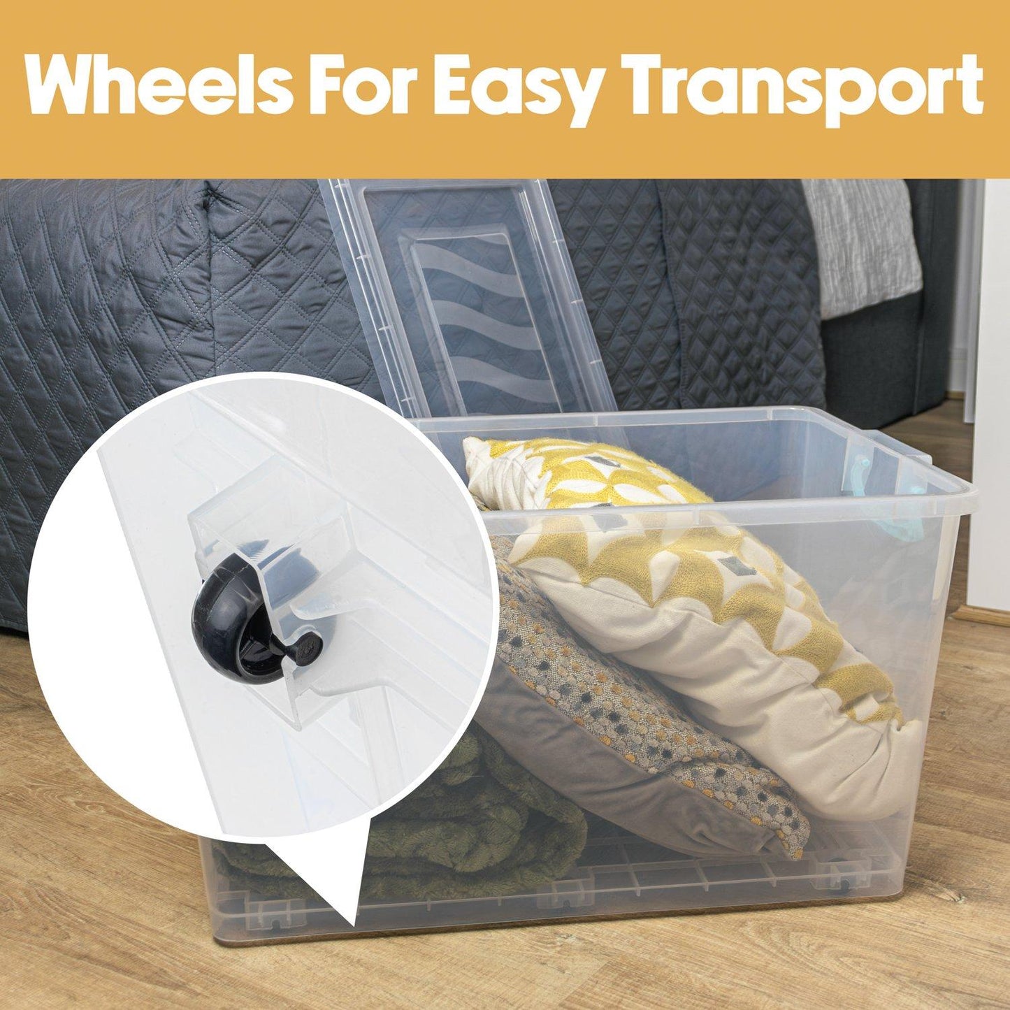 JVL Clip Lid Plastic S/Box 6 Wheels-50L S/4