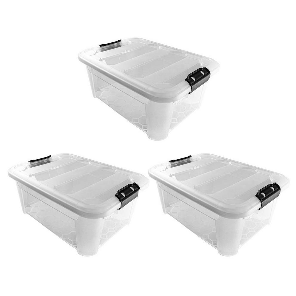 JVL Clip Lid Plastic Storage Box- 25L S/4