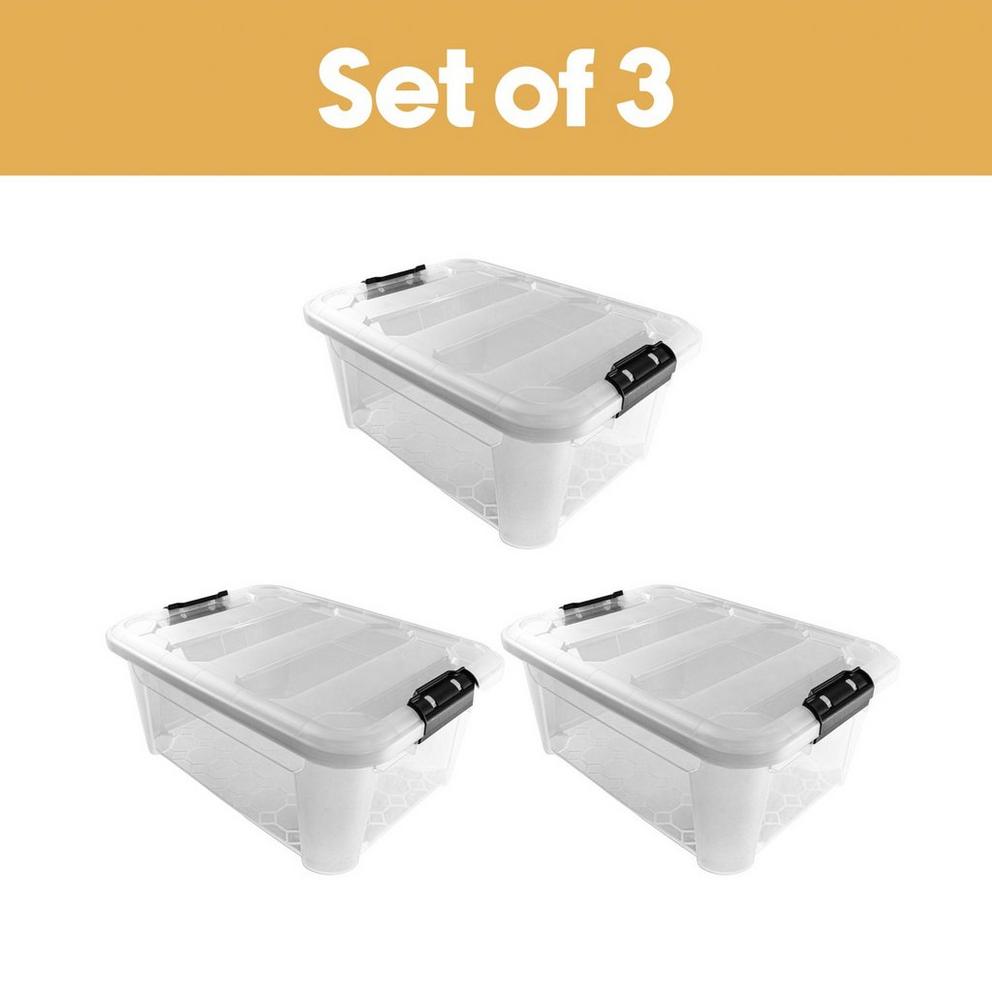 JVL Clip Lid Plastic Storage Box- 25L S/4