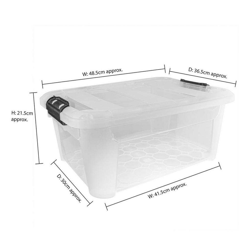 JVL Clip Lid Plastic Storage Box- 25L S/4