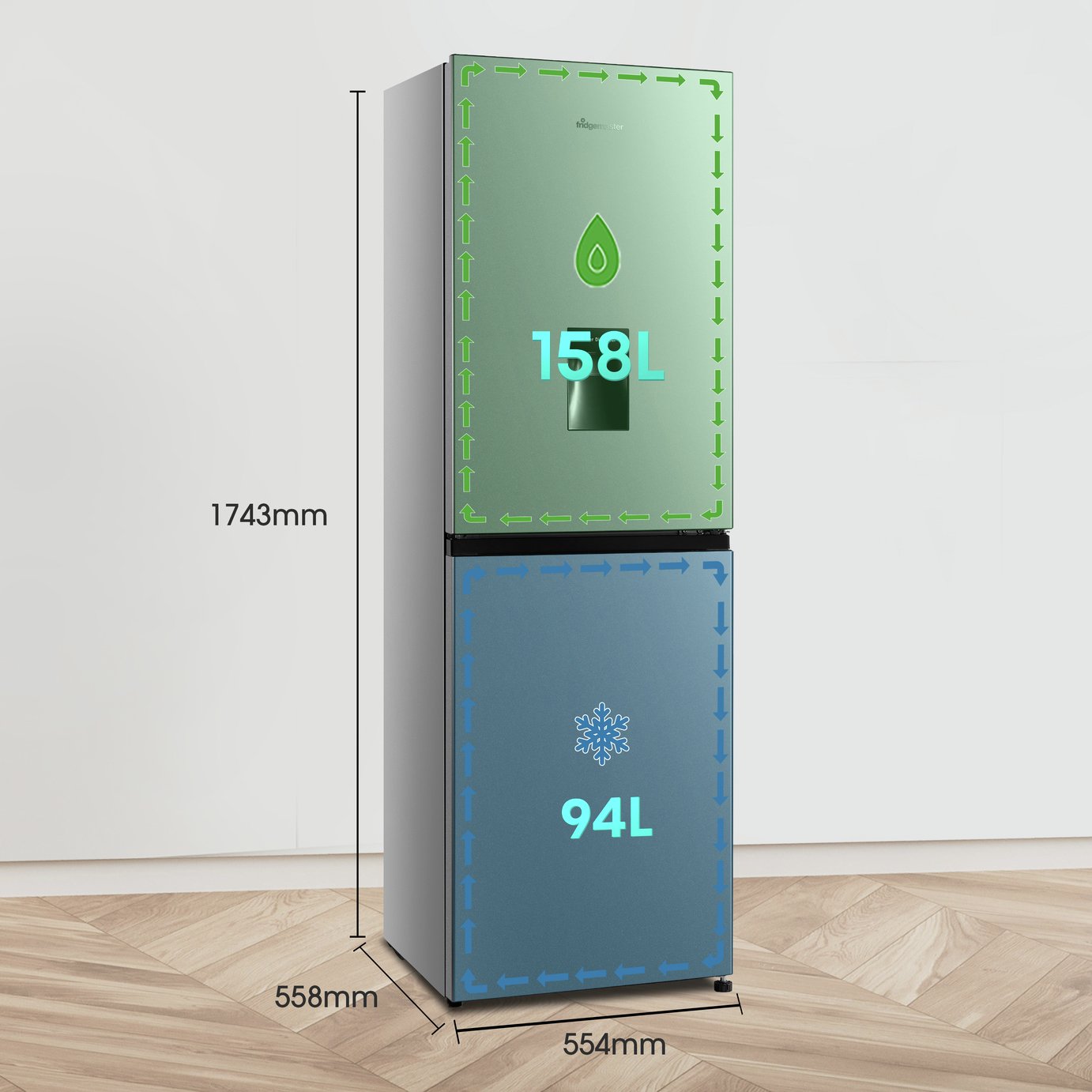 Fridgemaster MC55240DES Freestanding Fridge Freezer - Silver