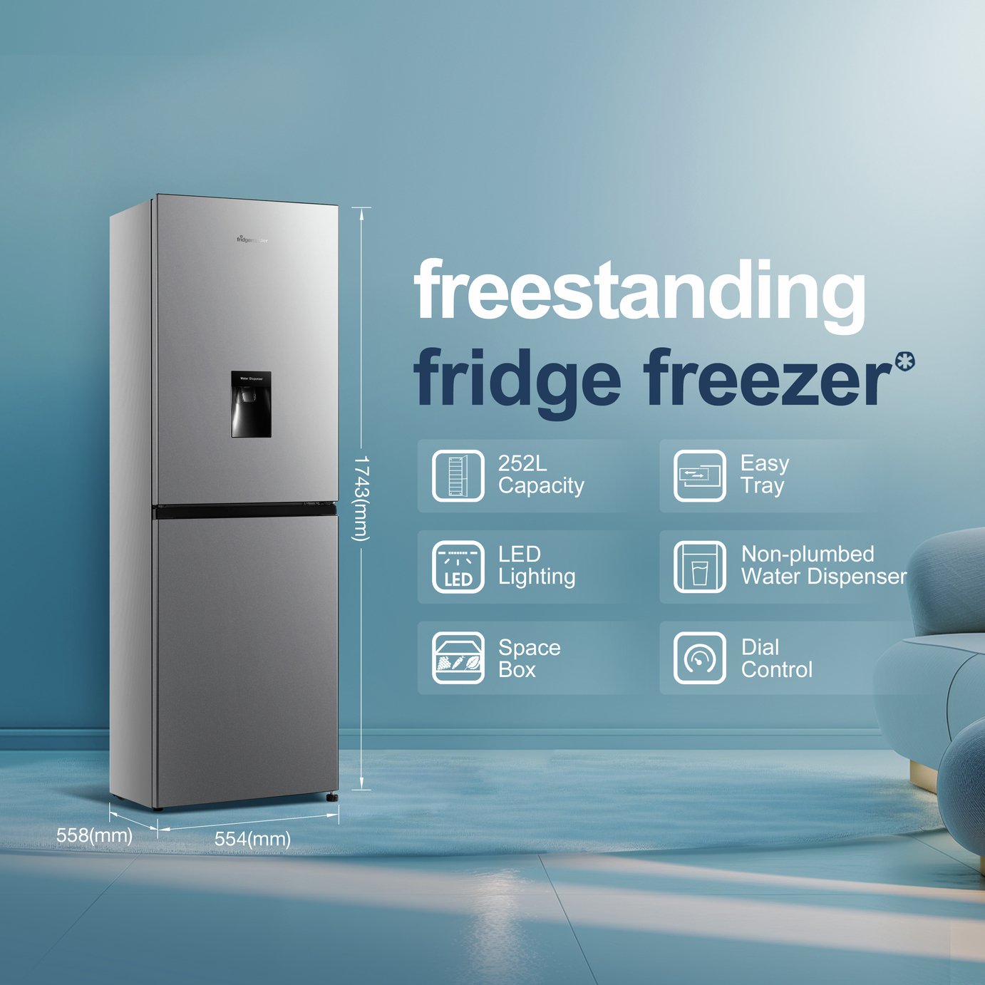 Fridgemaster MC55240DES Freestanding Fridge Freezer - Silver