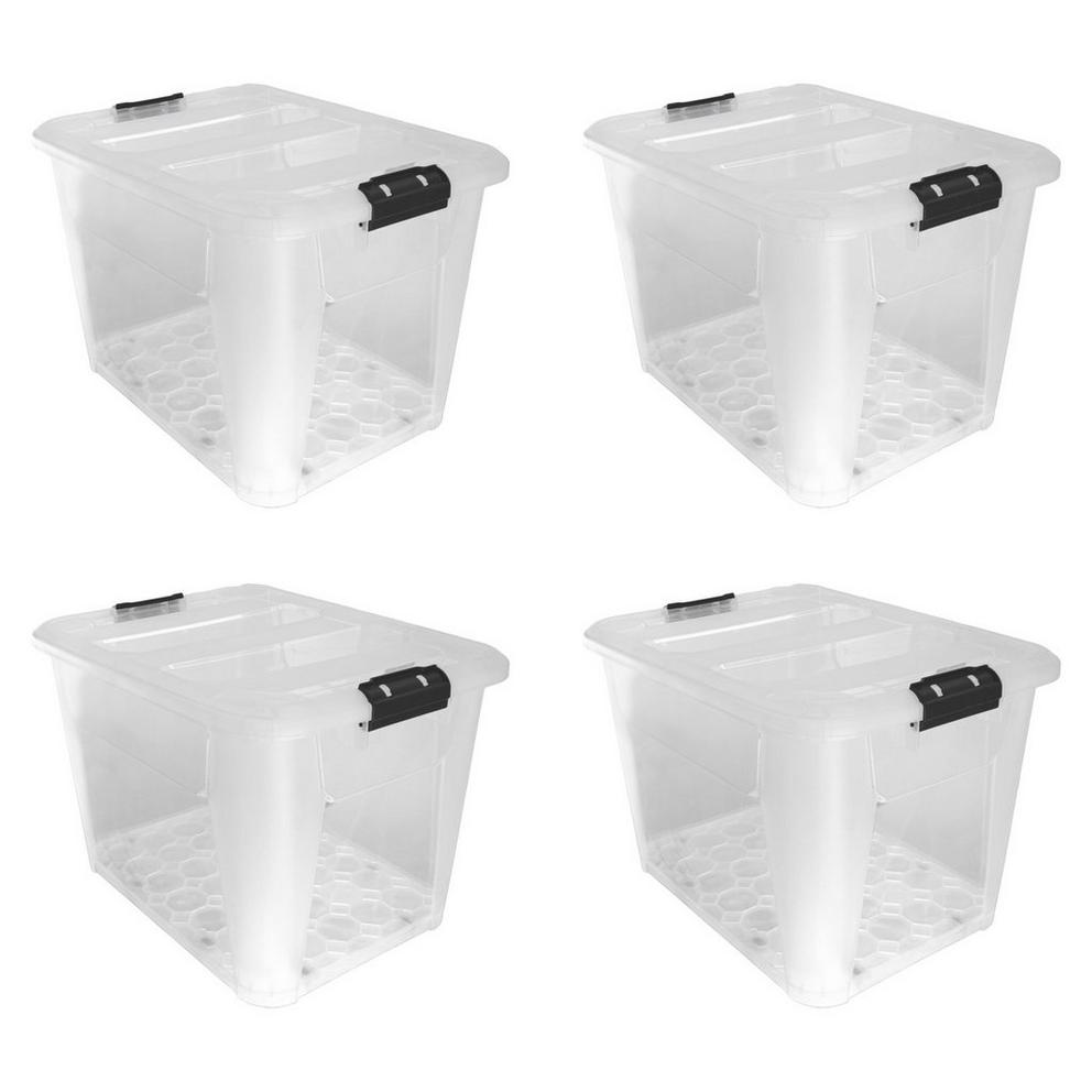 JVL Clip Lid Plastic S/Box 6Wheels - 60L S/4