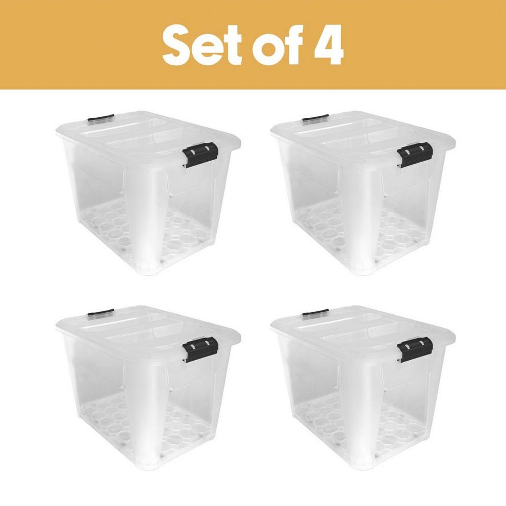 JVL Clip Lid Plastic S/Box 6Wheels - 60L S/4