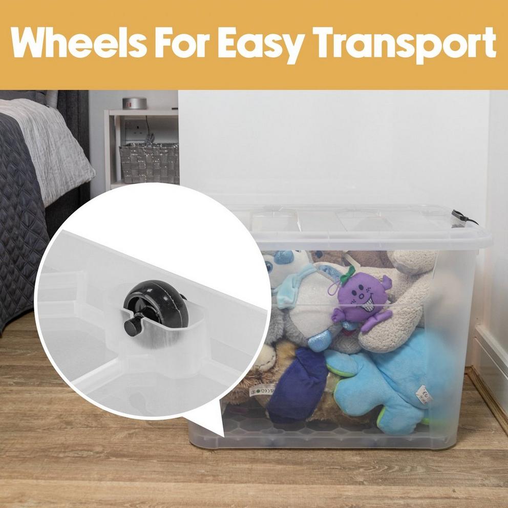 JVL Clip Lid Plastic S/Box 6Wheels - 60L S/4