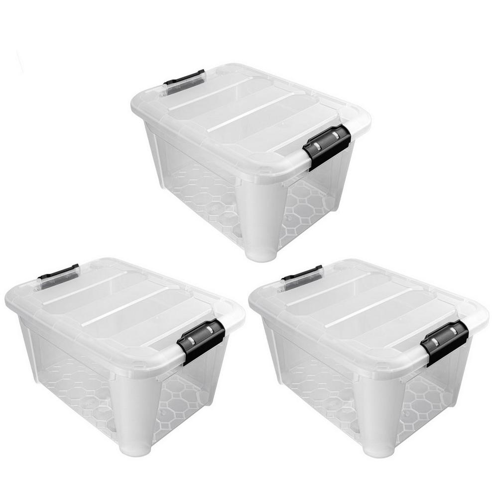 JVL Clip Lid Plastic Storage Box 30L -S/3