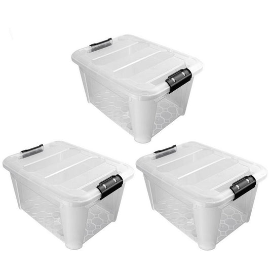 JVL Clip Lid Plastic Storage Box 30L -S/3