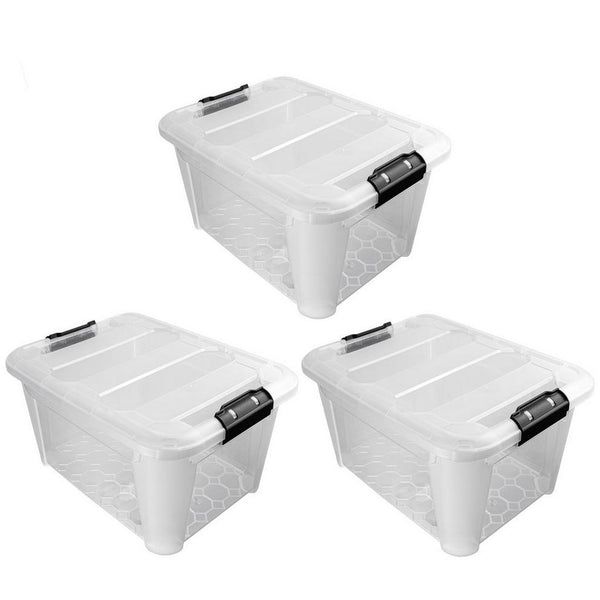 JVL Clip Lid Plastic Storage Box 30L -S/3
