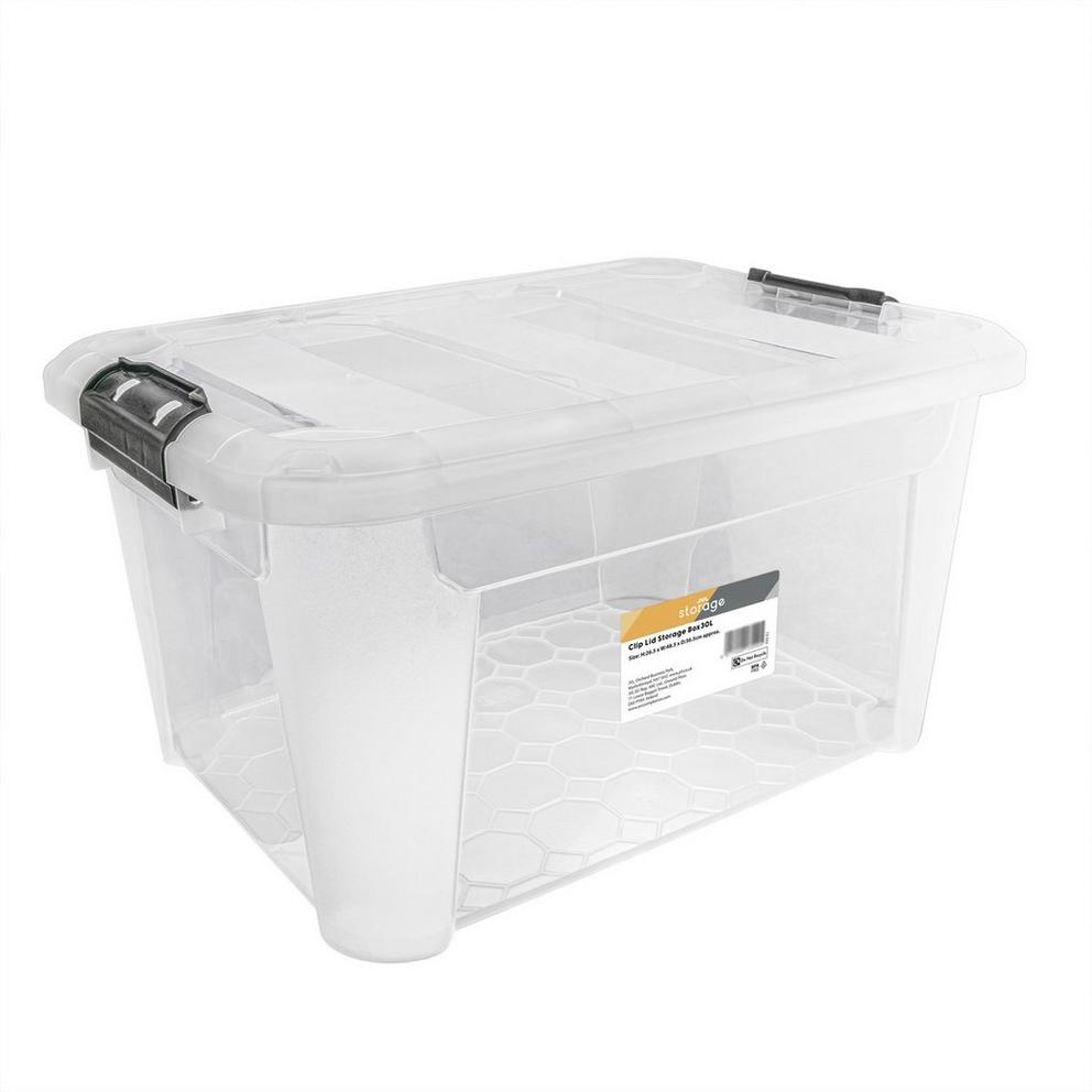 JVL Clip Lid Plastic Storage Box 30L -S/3