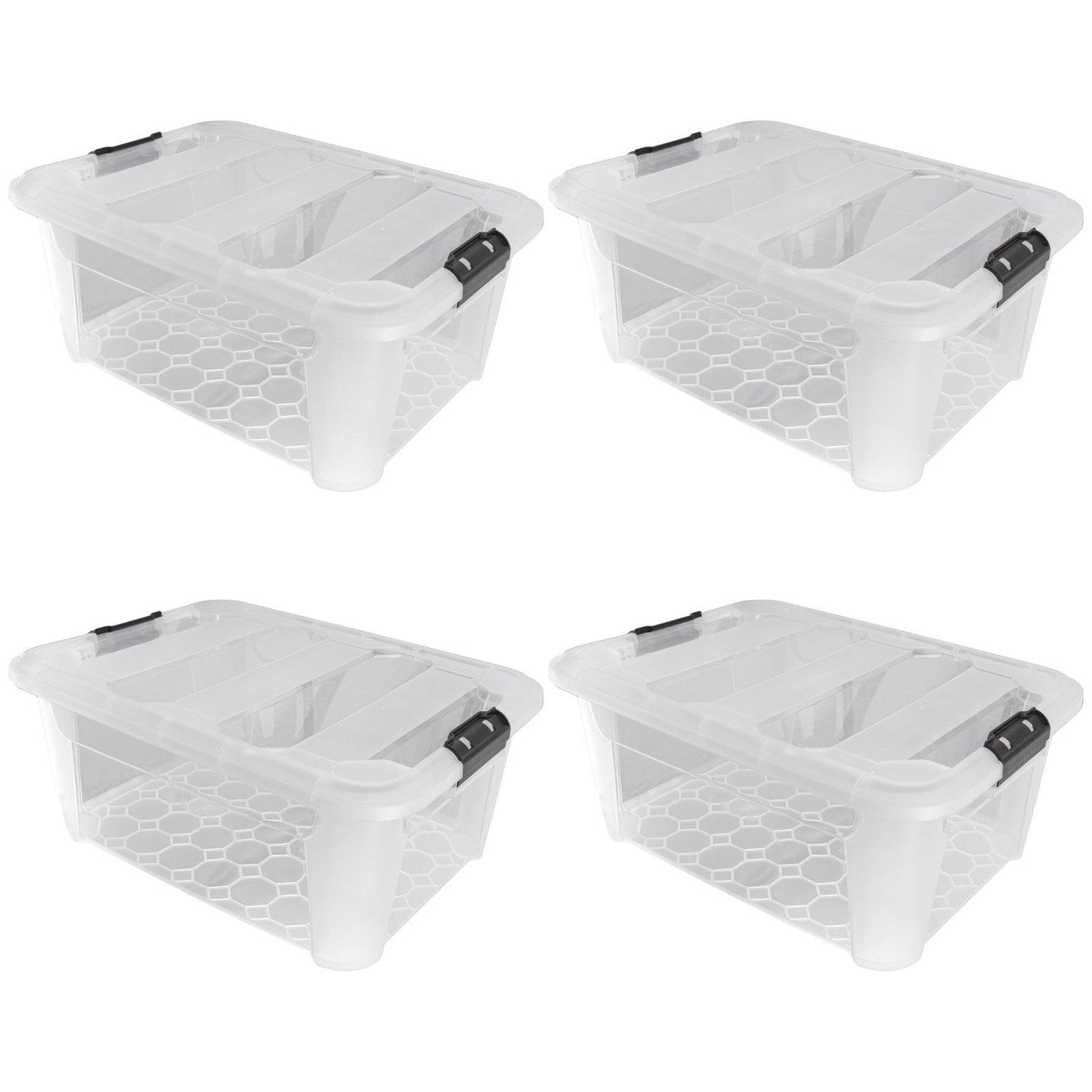 JVL Clip Lid Plastic Storage Box - 40L S/4