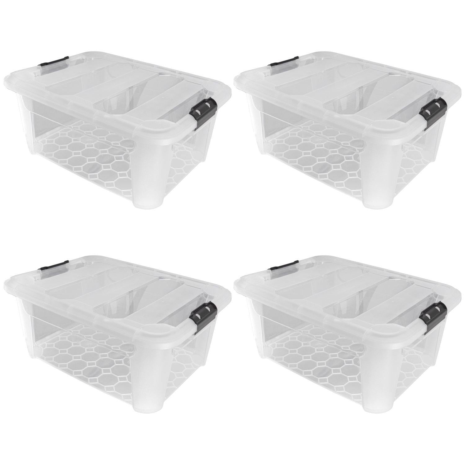 JVL Clip Lid Plastic Storage Box - 40L S/4