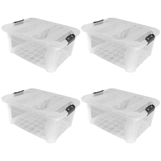JVL Clip Lid Plastic Storage Box - 40L S/4