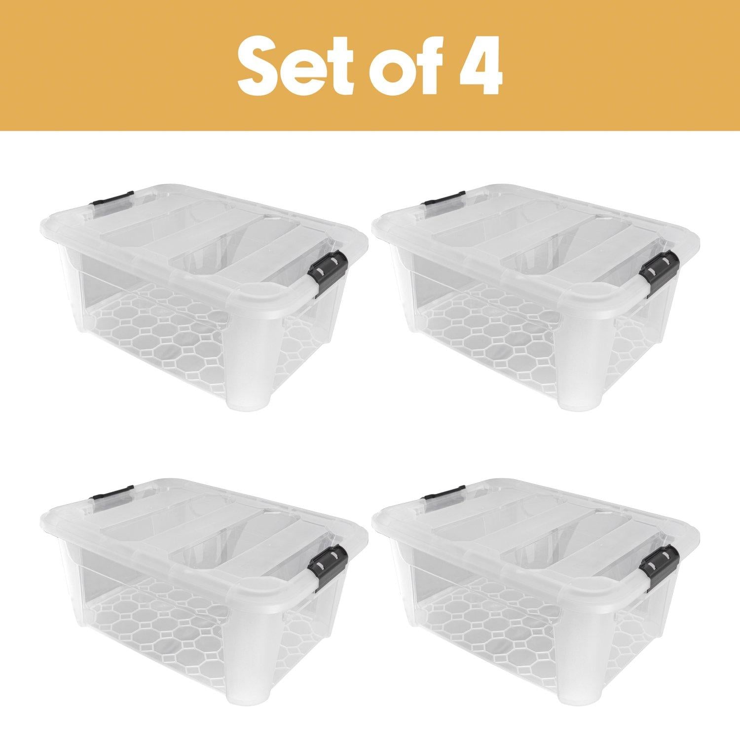 JVL Clip Lid Plastic Storage Box - 40L S/4