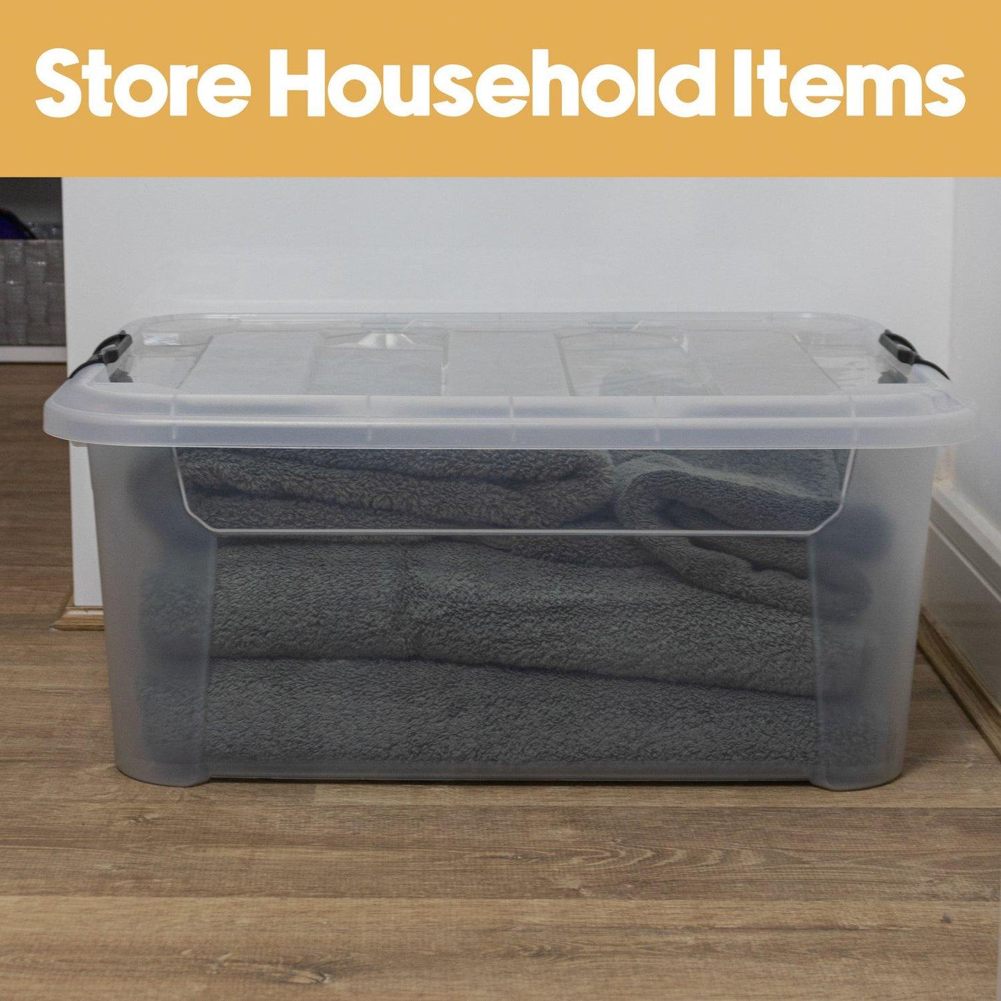 JVL Clip Lid Plastic Storage Box - 40L S/4