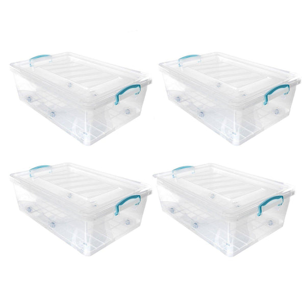JVL Clip Lid Storage Box+6 Wheels 30L - S/4